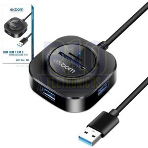 HUB USB EXBOM UH-R23 3 USB + LEITOR 5EM1