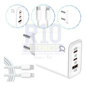 CARREGADOR IPHONE A´GOLD CA46-6 65W TURBO C/3USB