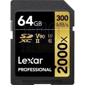 MEMÓRIA SDXC 64GB LEXAR 2000X 300MB/S U3 V90 8K