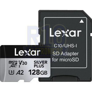 MICRO SD 128GB LEXAR SILVER PLUS 205MB/S A2 U3 V30 COM ADAPTADOR