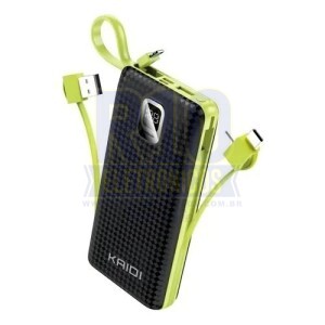 POWER BANK 20000MAH KAIDI KNC8882 COM VISOR E CABO TRIPLO