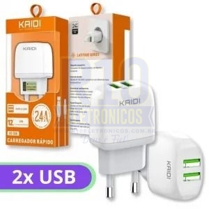 FONTE USB KAIDI KD-556 2.4A 2 USB CARREGAMENTO RÁPIDO