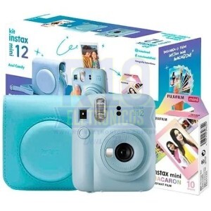 KIT INSTAX MINI 12 CAMERA+BOLSA+10 FILMES AZUL FUJIFILM