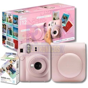 KIT INSTAX MINI 12 CAMERA+BOLSA+10 FILMES ROSA FUJIFILM