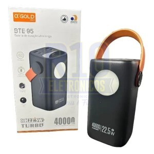 POWER BANK 40000MAH A'GOLD BTE-95 COM LANTERNA E VISOR