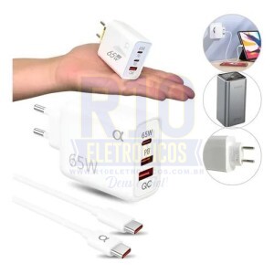 CARREGADOR TIPO-C A´GOLD CA46-5 65W TURBO C/3USB