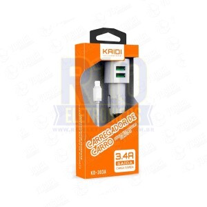 CARREGADOR KAIDI 3.4A VEICULAR KD303A IPHONE 2USB