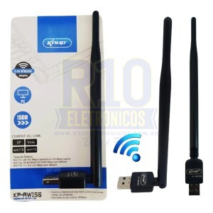 ADAPTADOR WIFI KNUP KP-AW156 150M COM ANTENA