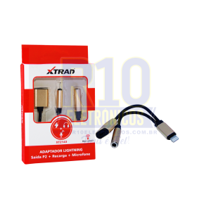 ADAPTADOR PARA FONE XTRAD XT2143 LIGHTNING 2EM1 FONE+CARGA