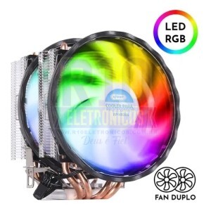 COOLER PARA PROCESSADOR KNUP KP-VR305 FAN DUPLO COM LED 1500RPM