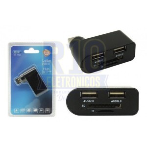 HUB USB KNUP COM LEITOR DE CARTÃO KP-T123 2 PORTAS