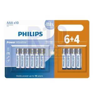PILHA PHILIPS ALCALINA C/10 AAA 1.5V