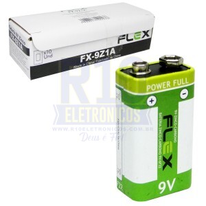 BATERIA 9V FLEX ZINCO CAIXA COM 10 FX-9Z1A