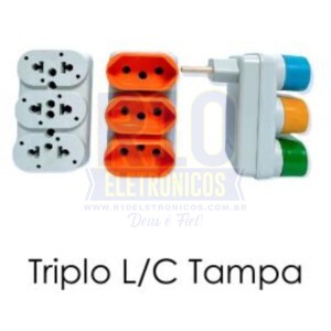 ADAPTADOR DE TOMADA TRIPLO L/C COM TAMPA GM-027