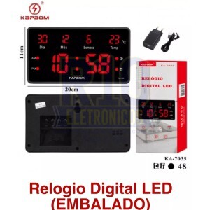 RELÓGIO DIGITAL KAPBOM KA-7035 COM ALARME, TEMPERATURA E DATA