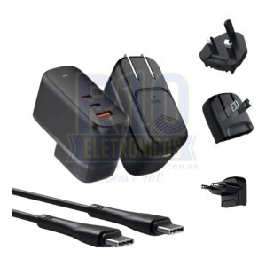 CARREGADOR USB KAIDI KD-680CC 65W TIPO-C TOMADA UNIVERSAL