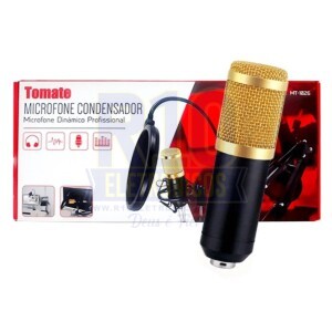 MICROFONE CONDENSADOR TOMATE MT-1026 PROFISSIONAL COM SUPORTE
