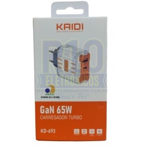 FONTE USB KAIDI KD-693 65W TURBO USB-A/USB-C