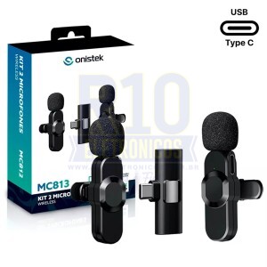 MICROFONE LAPELA MC813 ONISTEK TIPO-C DUPLO