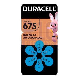 BATERIA 675 DURACELL CARTELA C/6 PARA APARELHO AUDITIVO