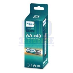 PILHA PHILIPS AA TUBO C/40 R6L40TF/59