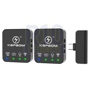 MICROFONE LAPELA SEM FIO KAPBOM KA-R10-TY-2IN1 DUPLO TIPO-C