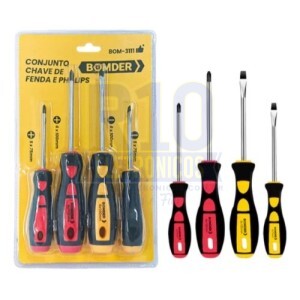 CONJUNTO CHAVE BOMVINK BOM-3111 C/4 PEÇAS FENDA E PHILIPS