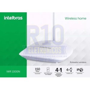 ROTEADOR INTELBRAS IWR 1000N 150 MBPS 4EM1 ROTEADOR/REPETIDOR/ACCESS POINT/SWITCH