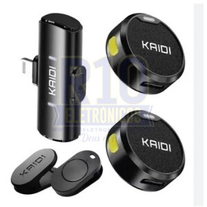 MICROFONE LAPELA SEM FIO KAIDI KMF4-A LIGHTNING DUPLO (BOLINHA)