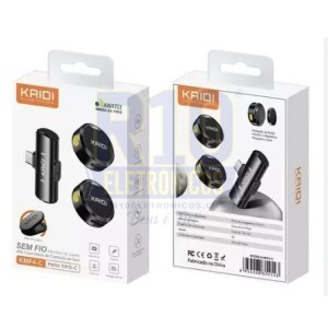 MICROFONE LAPELA SEM FIO KAIDI KMF4-C TIPO-C DUPLO (BOLINHA)