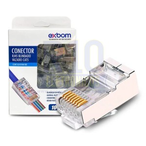 CONECTOR RJ45 BLINDADO VAZADO CAIXA C/100 EXBOM CONT-RJ45VM100