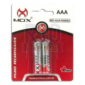 PILHA MOX RECARREGÁVEL 1000MAH C/2 AAA