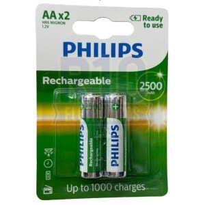 PILHA PHILIPS RECAR. C/2 AA R6B2RTU25/97 2500MAH (1000 CARGAS)