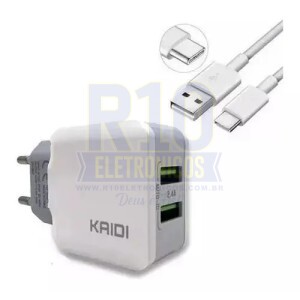 CARREGADOR TIPO-C KAIDI 2.4A 2USB KD-301C