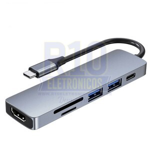 HUB USB KAPBOM KA-6051 6 PORTAS USB-A/USB-C/MICRO SD/SDHC/HDMI